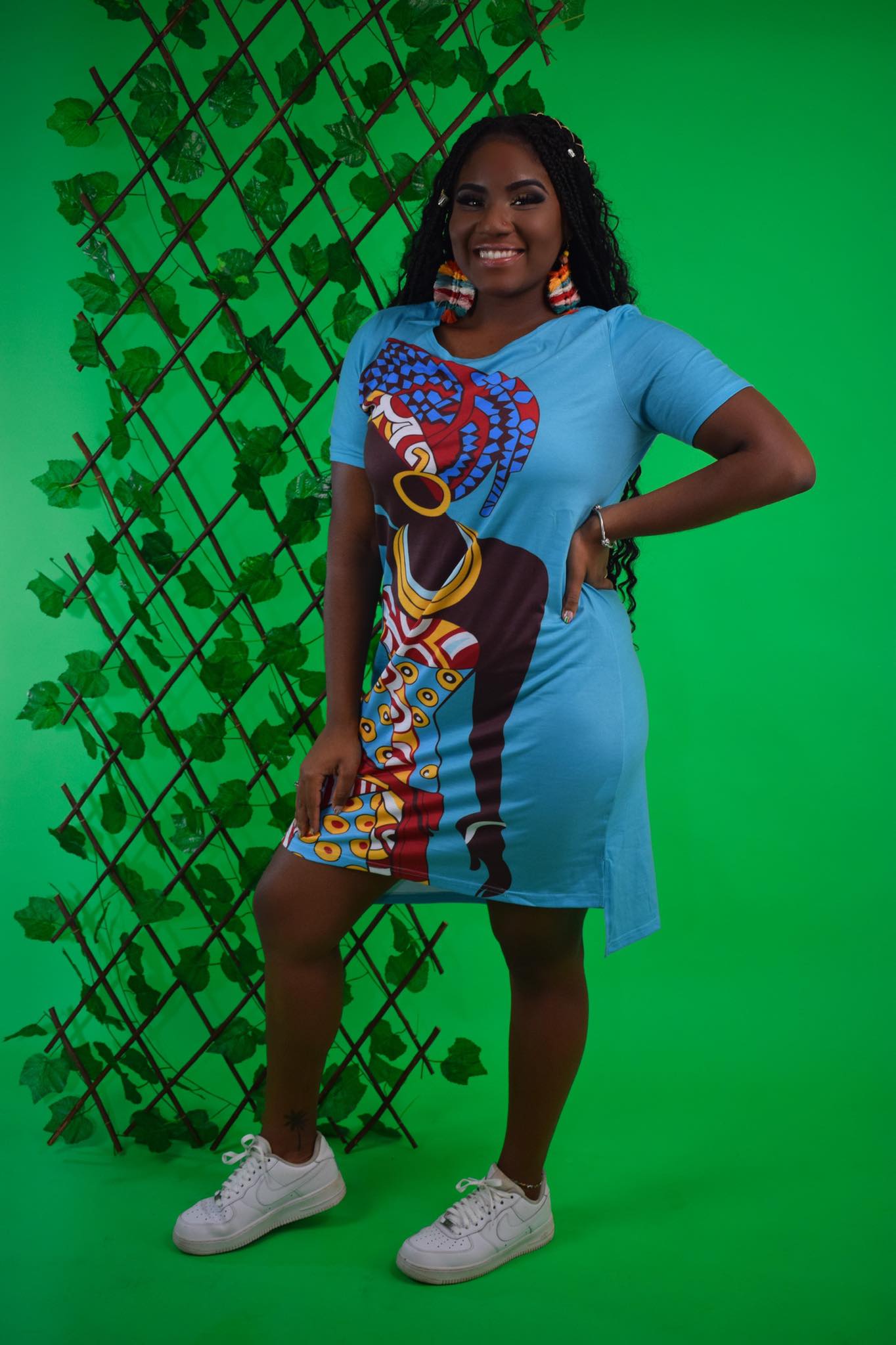 AFRICAN GIRL PRINT CASUAL DRESS