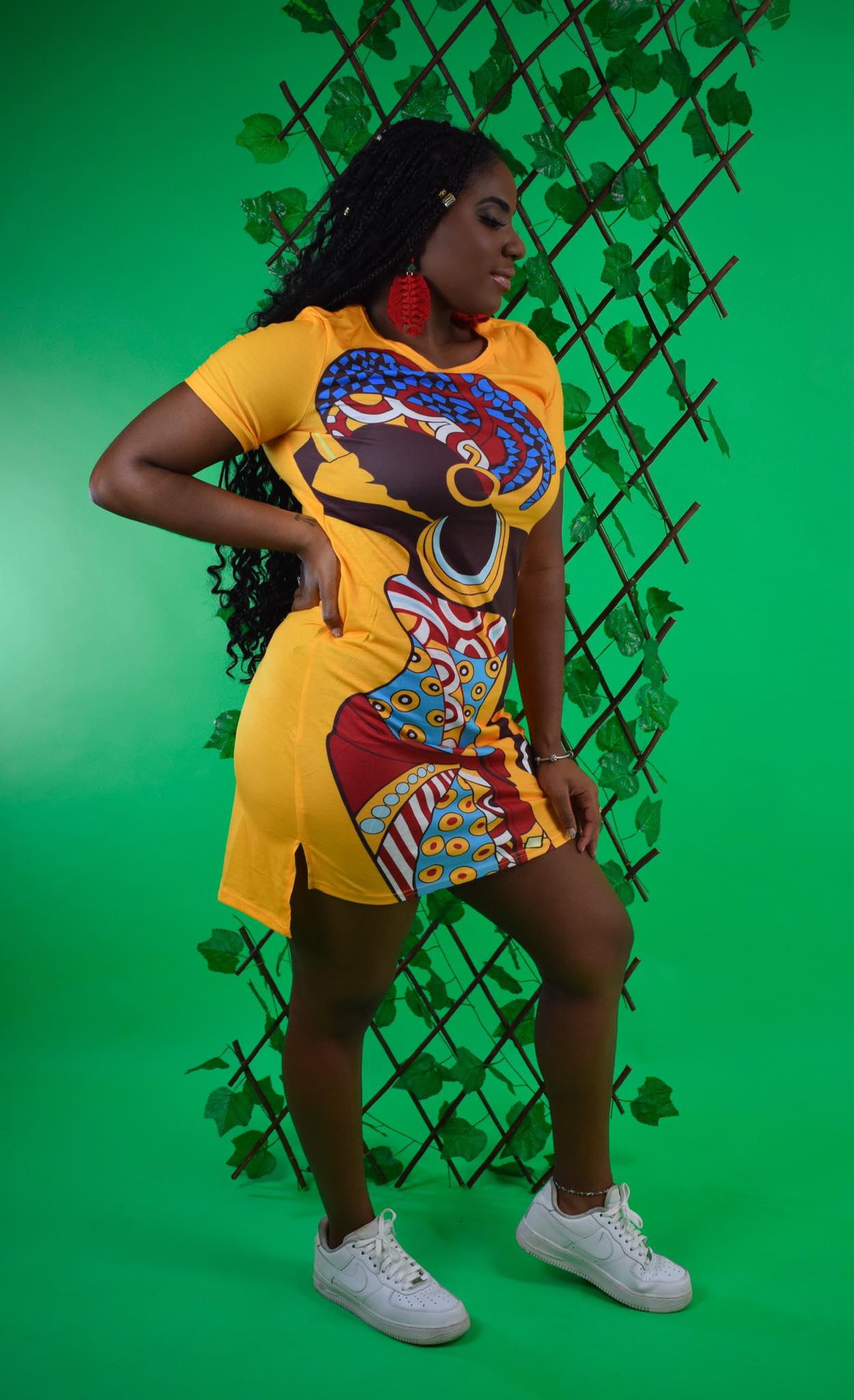 AFRICAN GIRL PRINT CASUAL DRESS