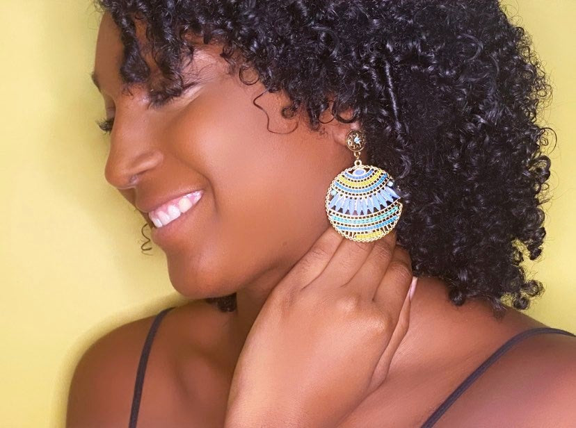 VINTAGE BIG BOHO DROP EARRING
